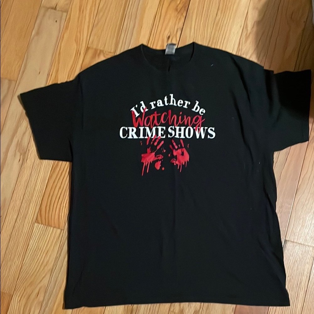 Black Graphic T-Shirt - Crime Shows Design